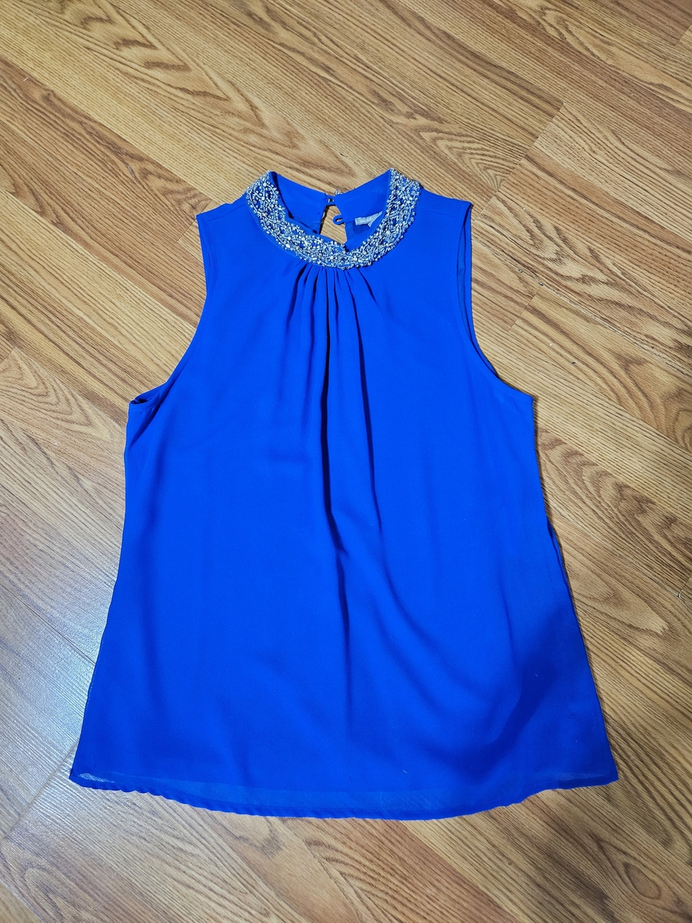 Charlotte Russe Royal Blue Sleeveless Beaded Collar Cami
